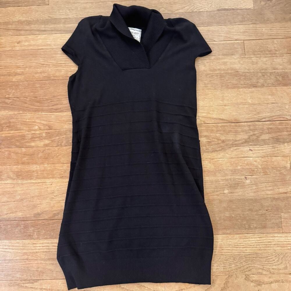 Pink Rose black cap sleeve cowl neck knee length sheath sweater dress sz XL
b56